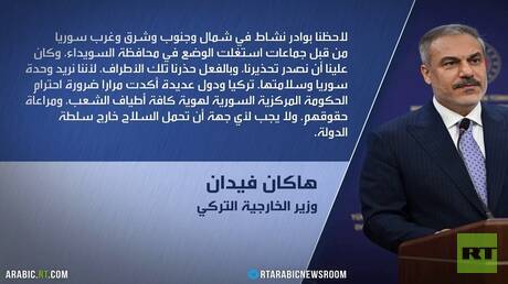 فيدان: تركيا ستتدخل لمنع تقسيم سوريا