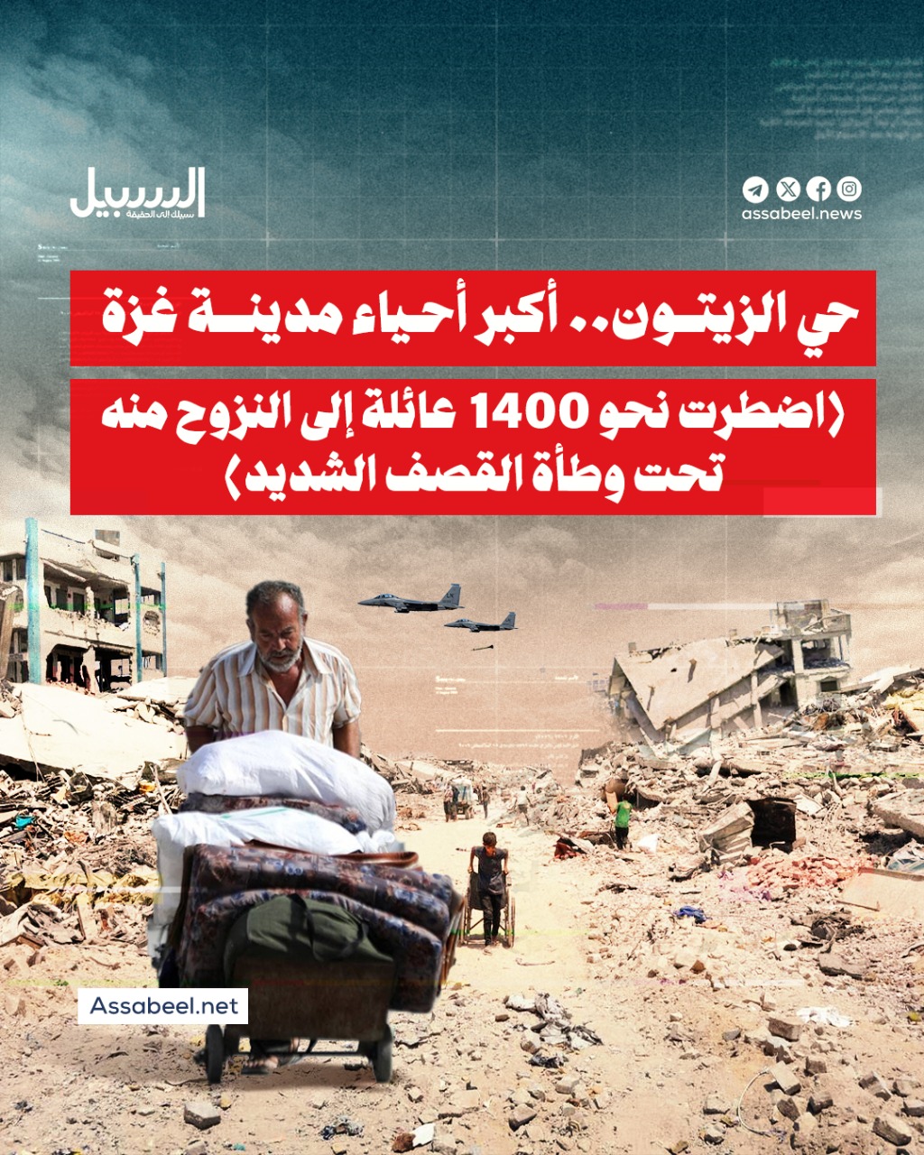 حي الزيتون أكبر أحياء مدينة غزة… نزوح أكثر من 90 ألف شخص تحت وطأة القصف الشديد
